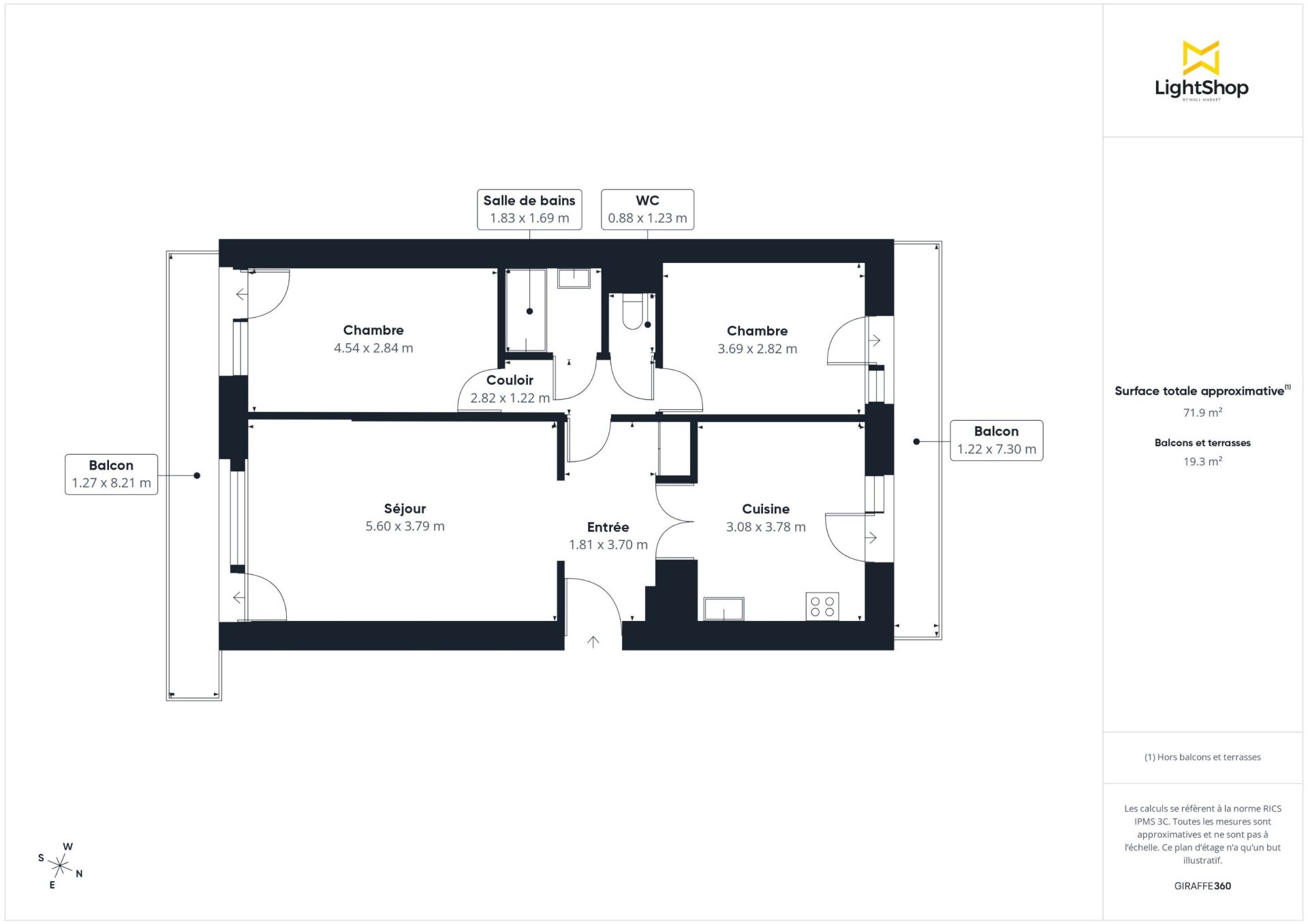 Vente Appartement 3&nbsp;Pièces 73&nbsp;m² Paris 17