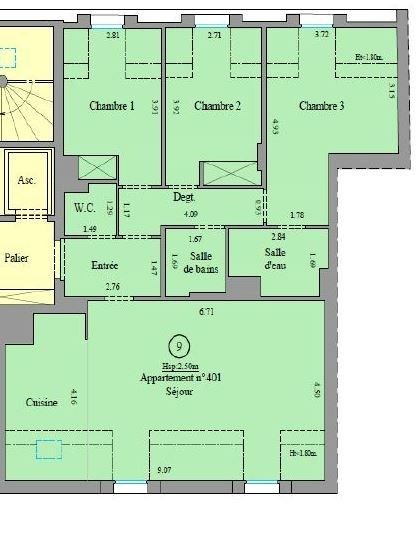 Vente Appartement 4&nbsp;Pièces 80.75&nbsp;m² Paris 17