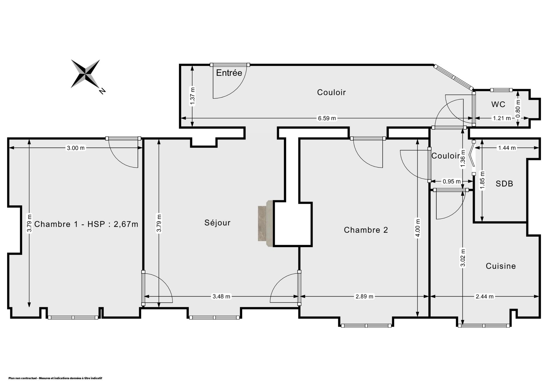 Vente Appartement 3&nbsp;Pièces 55&nbsp;m² Paris 19