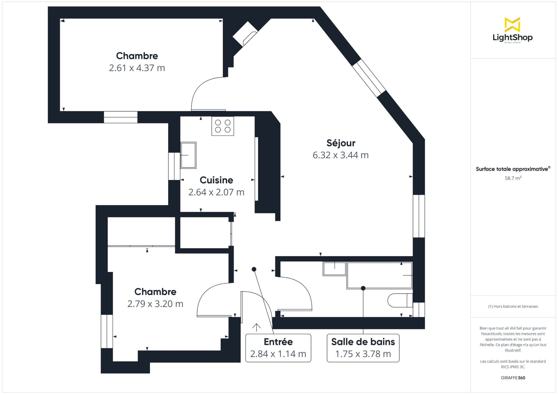 Vente Appartement 3&nbsp;Pièces 60&nbsp;m² Paris 17