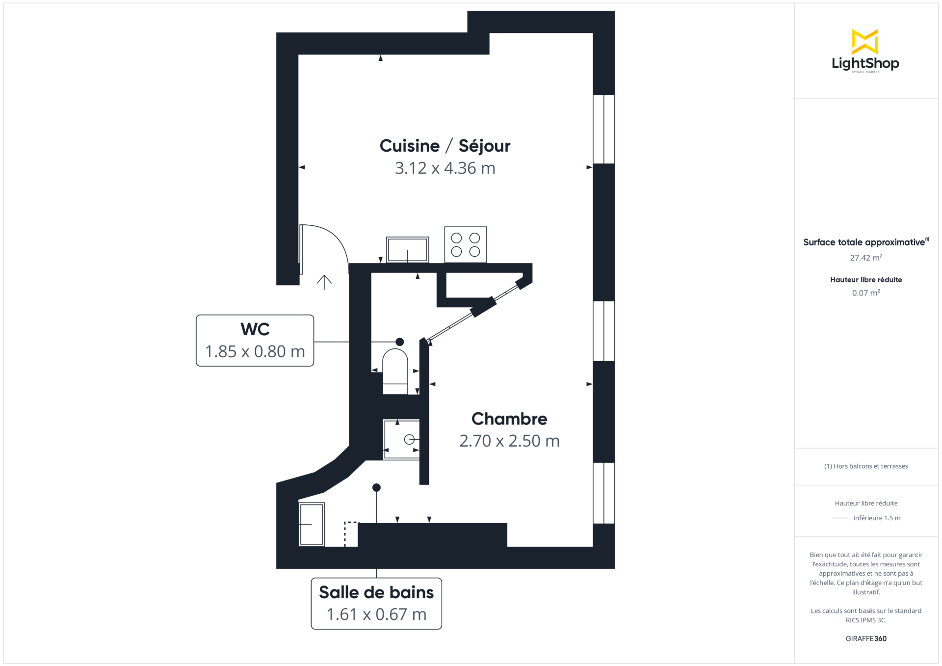 Vente Appartement 2&nbsp;Pièces 28&nbsp;m² Paris 17