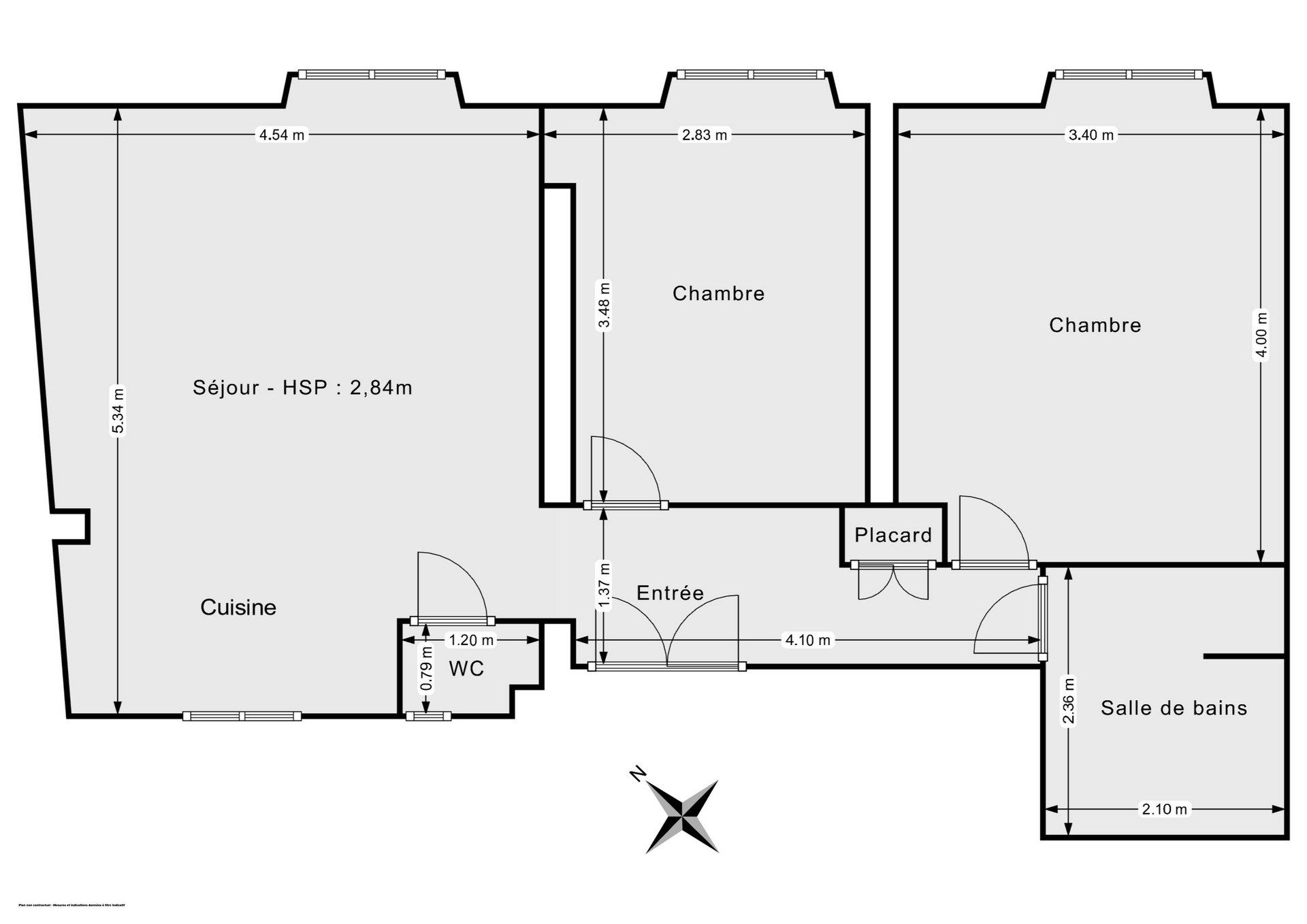 Vente Appartement 3&nbsp;Pièces 56&nbsp;m² Paris 18