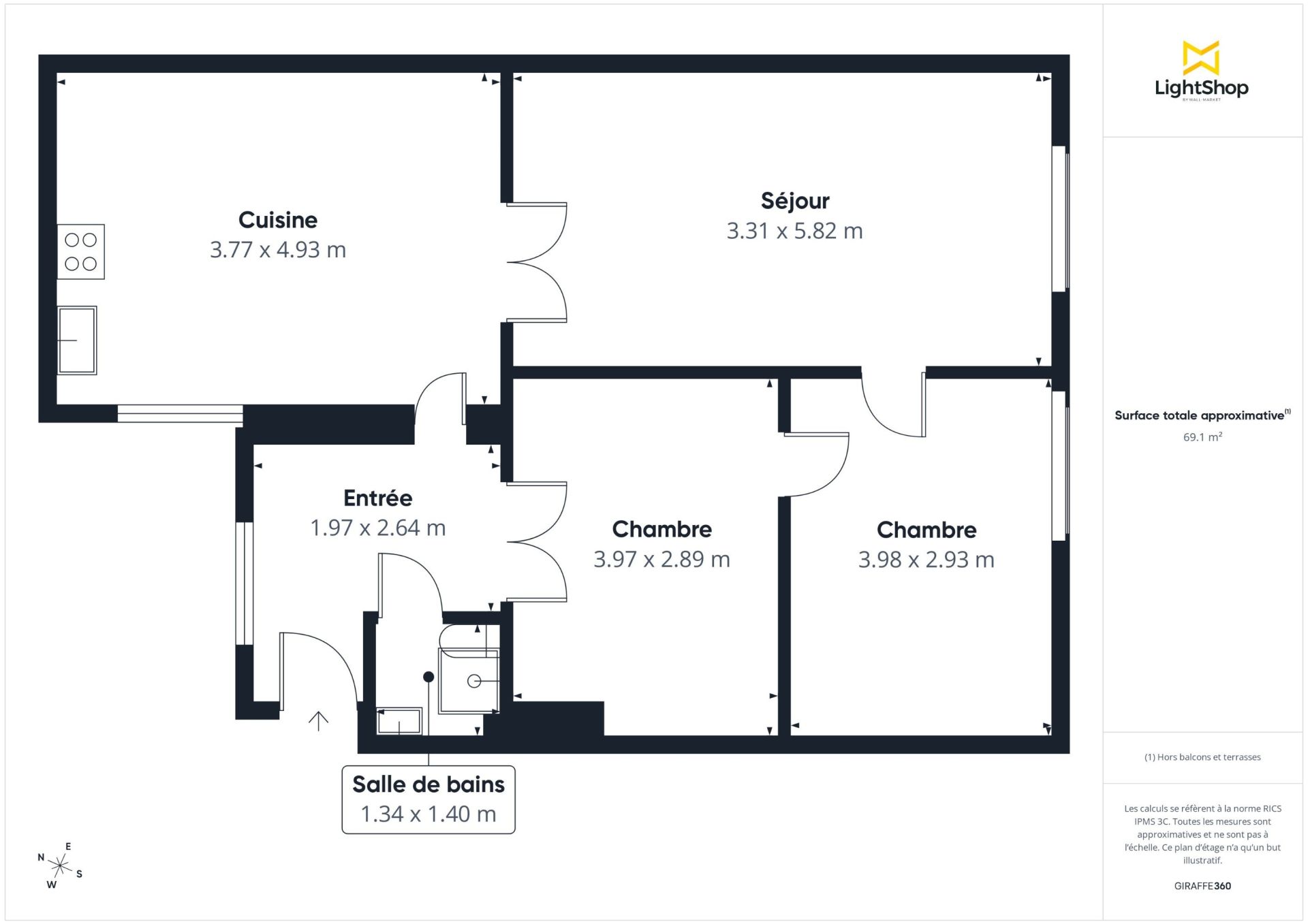 Vente Appartement 3&nbsp;Pièces 69&nbsp;m² Paris 2