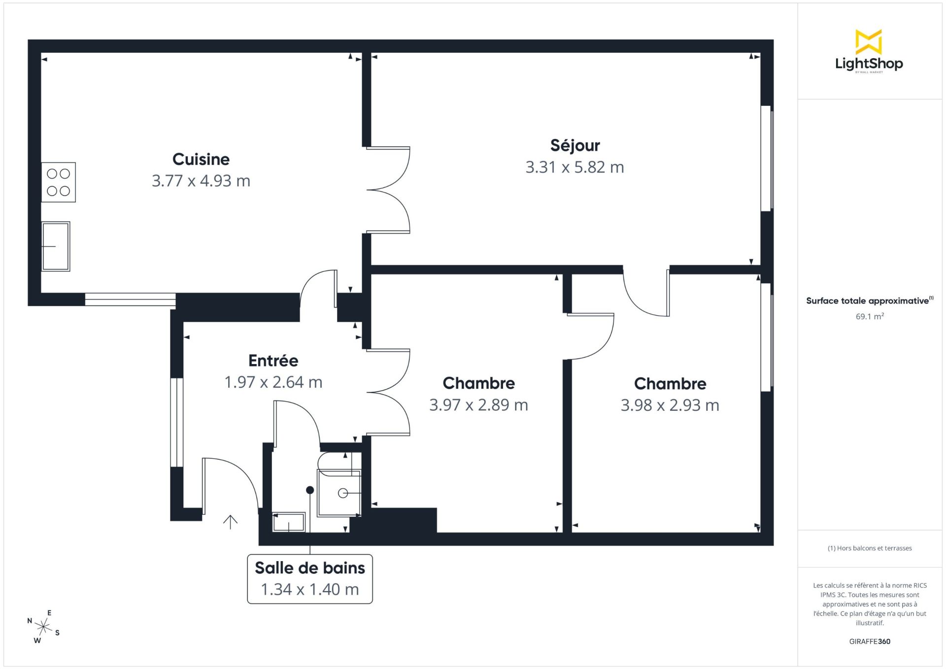 Vente Appartement 3&nbsp;Pièces 69&nbsp;m² Paris 2