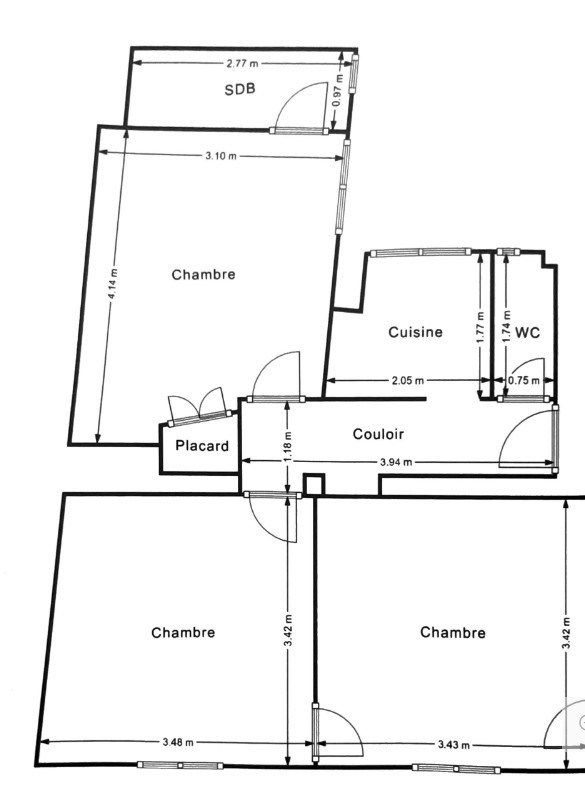 Vente Appartement 3&nbsp;Pièces 46&nbsp;m² Paris 18