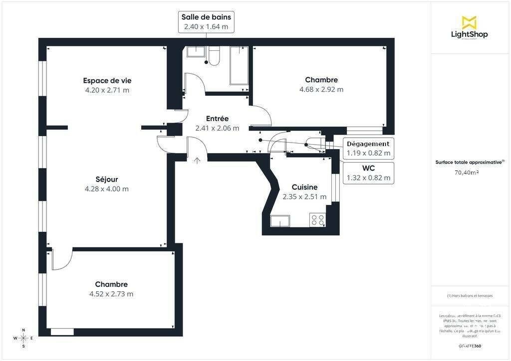Vente Appartement 4&nbsp;Pièces 70&nbsp;m² Paris 17