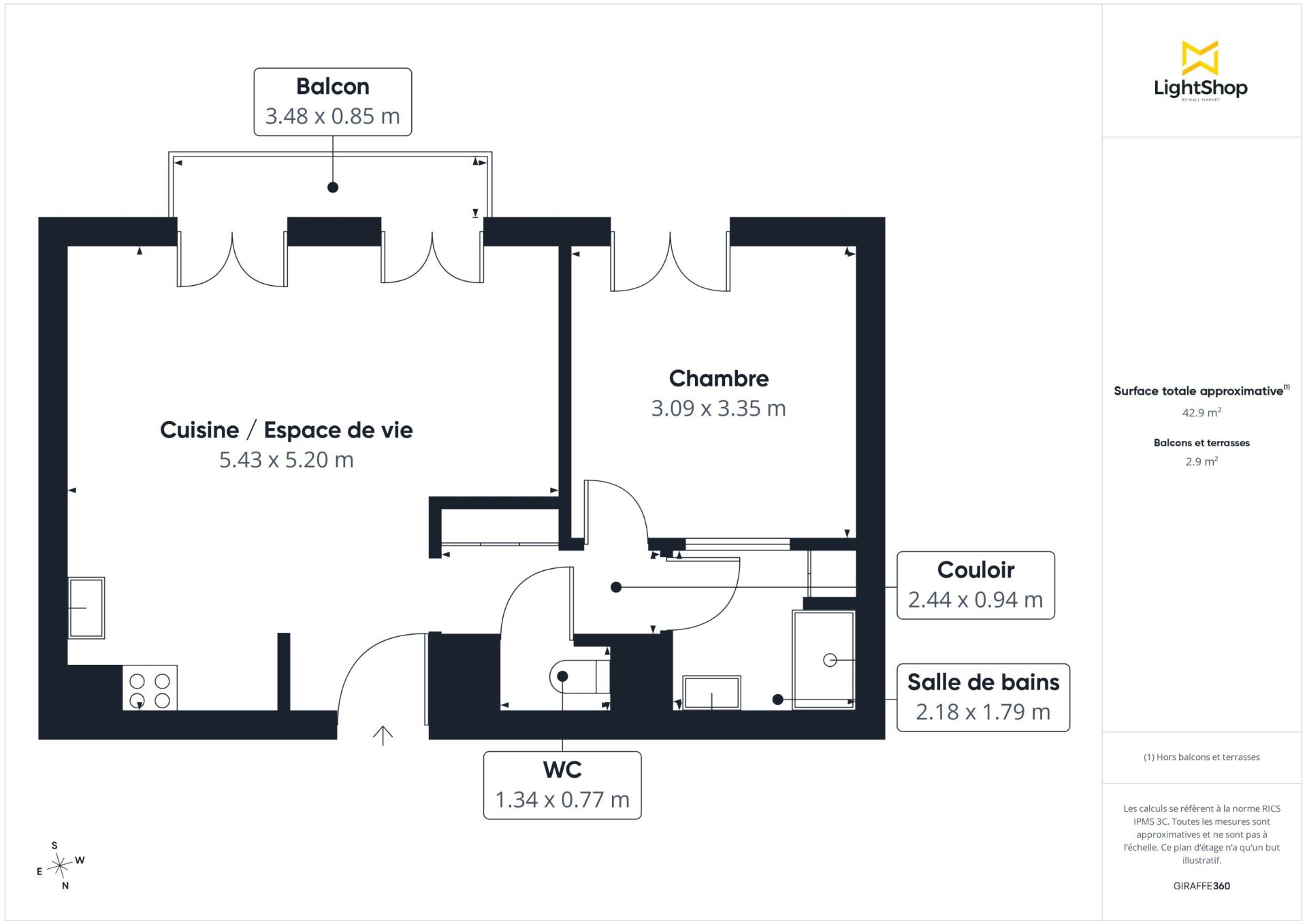 Vente Appartement 2&nbsp;Pièces 44&nbsp;m² Paris 17
